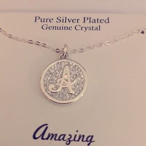 NWT 18” Pure Silver Plated Genuine Crystal Necklace